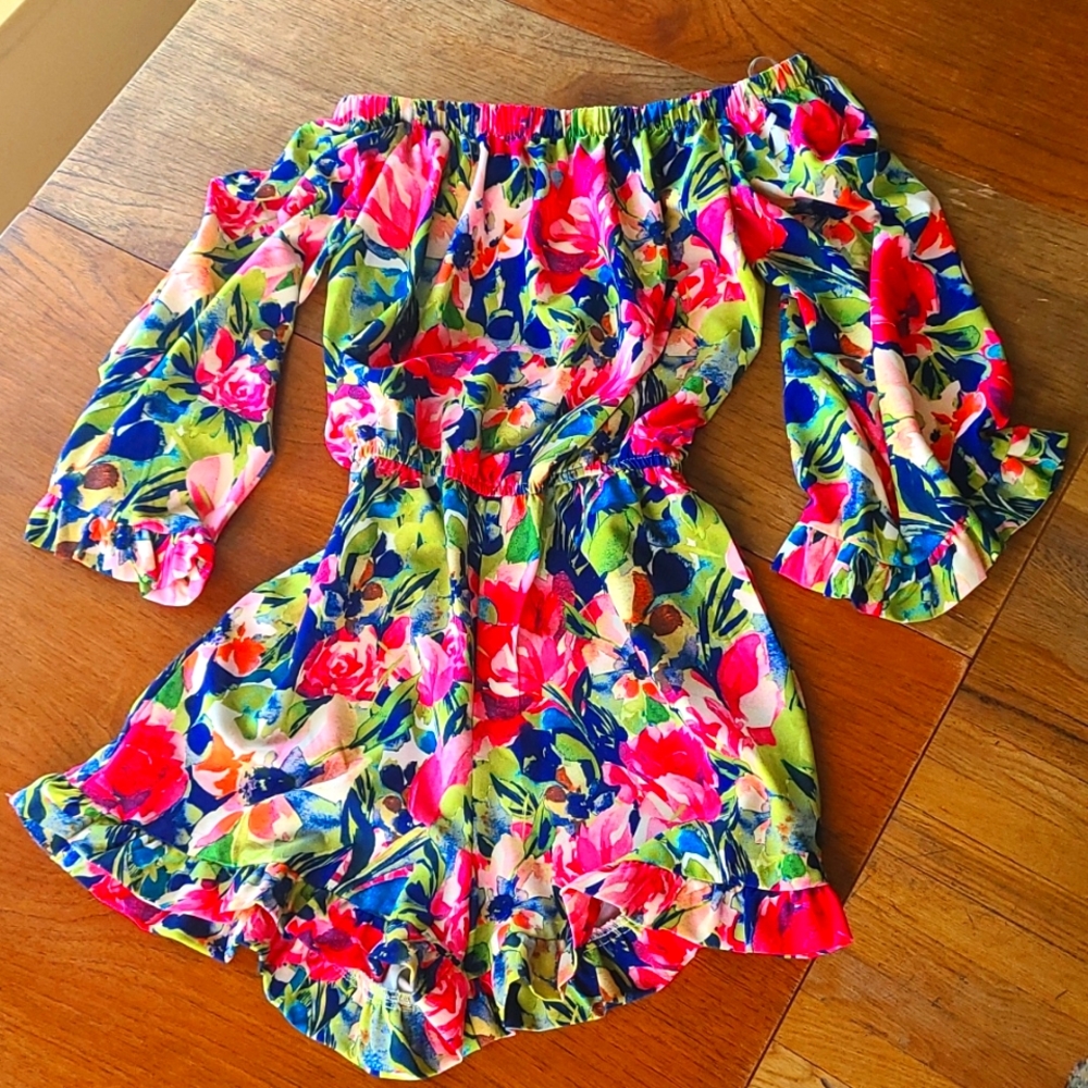 Off shoulder Flattering Romper Beautiful Flowers